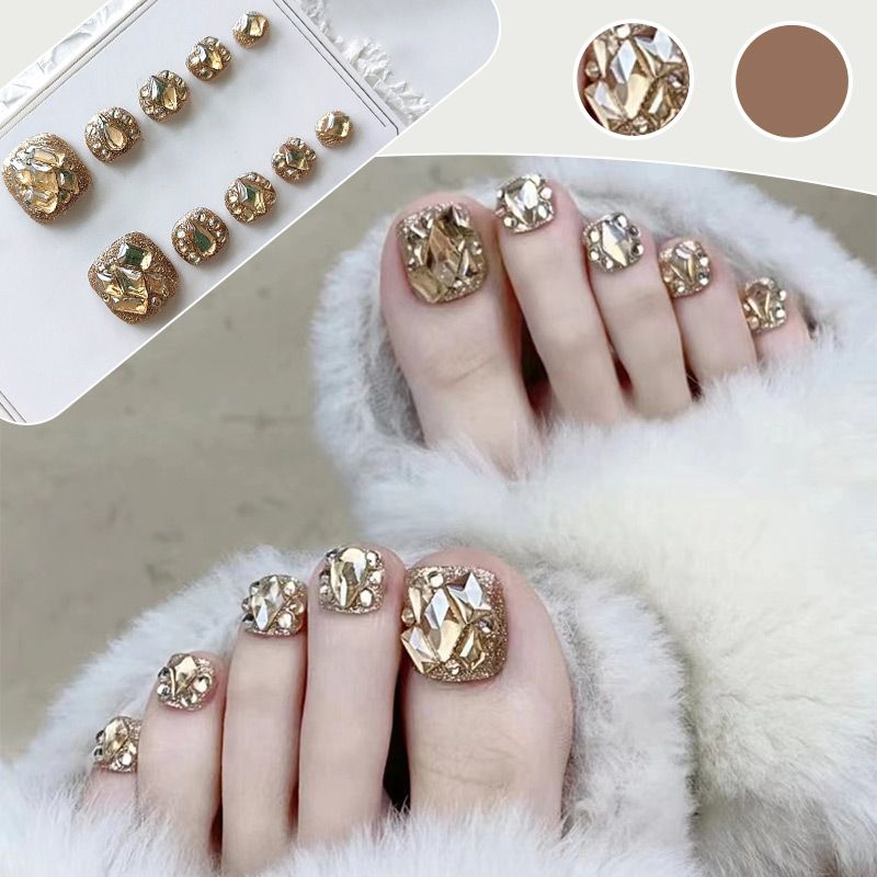 Delicate Glitter False Toe Nails Kit(50% OFF)