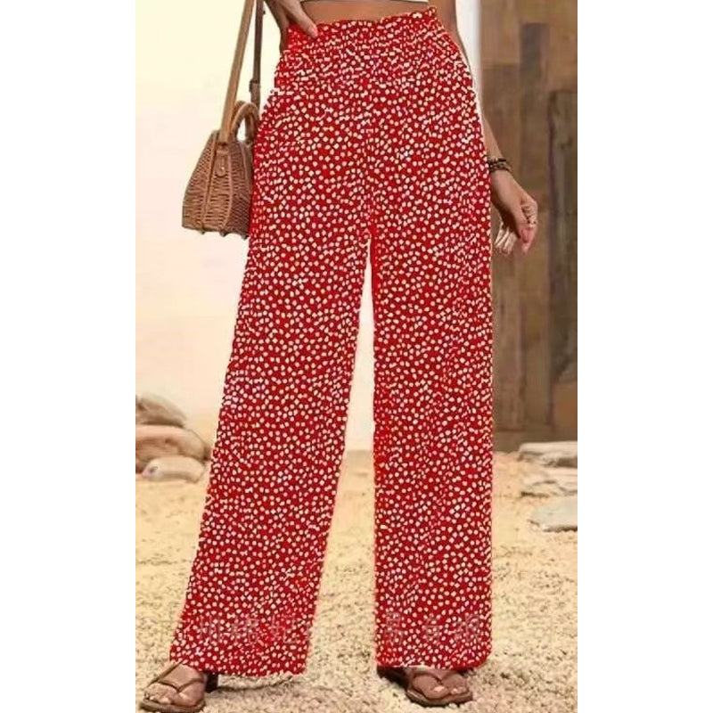 Oferte speciale pentru mărimi mari😍Pantaloni largi cu talie înaltă și smocuri pentru femei