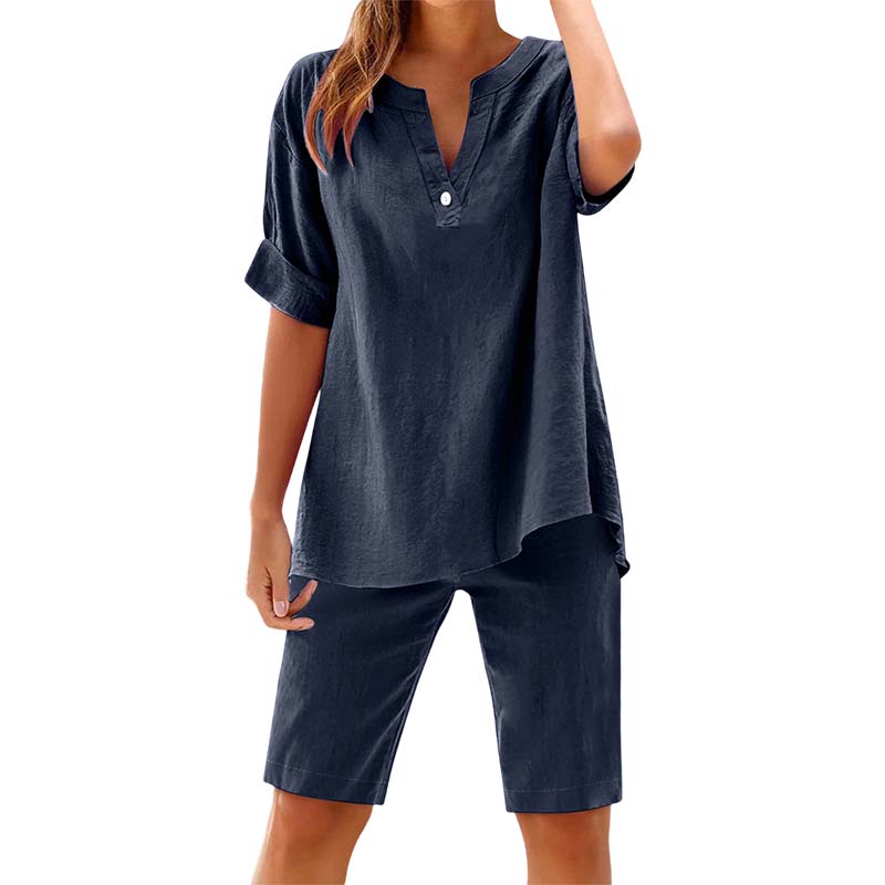🔥 Set 2 piese: bluză + pantaloni scurți – look complet pentru zilele tale fierbinți! Comandă rapid