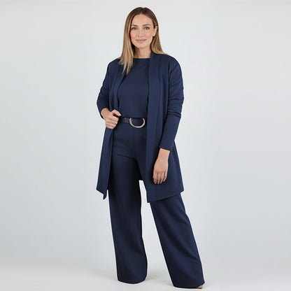 ⏰ Set elegant din 3 piese – cardigan lung, top și pantaloni. Stil complet, confortabil și rafinat! 💞 Plată la livrare!