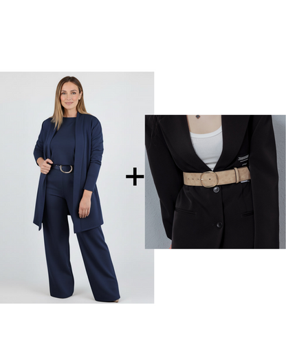 ⏰ Set elegant din 3 piese – cardigan lung, top și pantaloni. Stil complet, confortabil și rafinat! 💞 Plată la livrare!