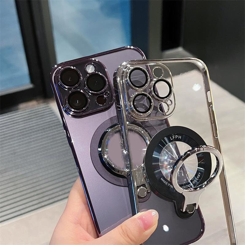 Carcasă de protecție magnetică transparentă cu stent magnetic pentru iPhone