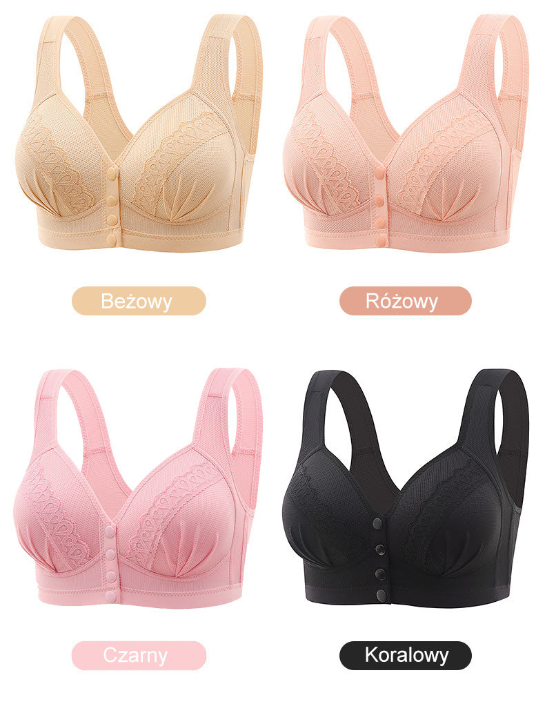 🔥2024 Zapinany z przodu, oddychający, przyjazny dla skóry biustonosz z bawełny 【1+1 Bezpłatnie】