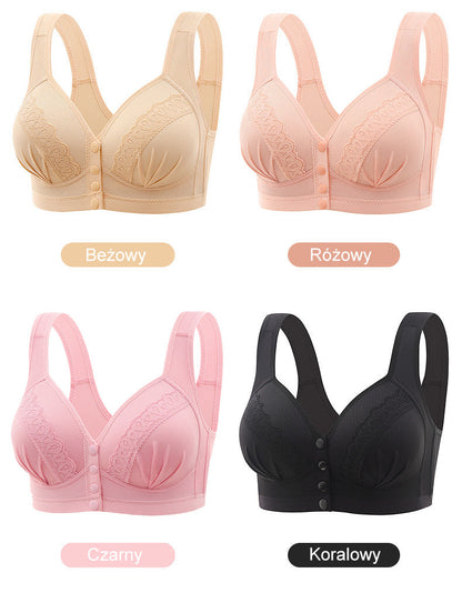 🔥2024 Zapinany z przodu, oddychający, przyjazny dla skóry biustonosz z bawełny 【1+1 Bezpłatnie】