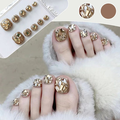 Delicate Glitter False Toe Nails Kit（50% OFF）