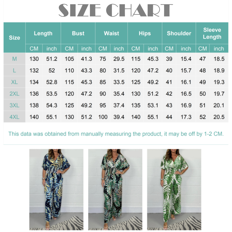 🥻Letnia moda damska Body z nadrukiem liści Plus Size z elastyczną talią