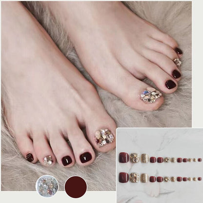 Delicate Glitter False Toe Nails Kit（50% OFF）