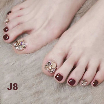 Delicate Glitter False Toe Nails Kit（50% OFF）