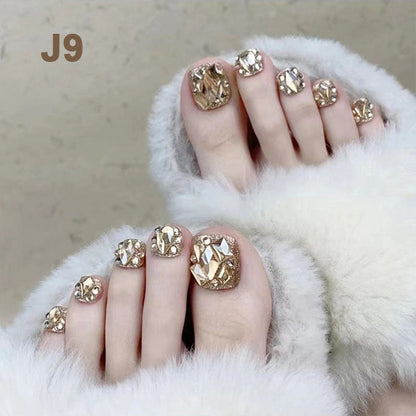 Delicate Glitter False Toe Nails Kit（50% OFF）