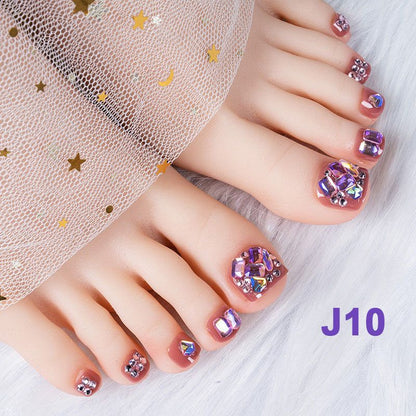 Delicate Glitter False Toe Nails Kit（50% OFF）