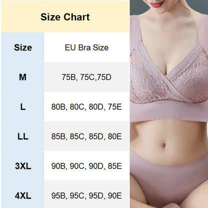 Kup 1 + 1 gratis!👙Plus Size Wygodny, super rozciągliwy biustonosz koronkowy z bezprzewodowym wsparciem