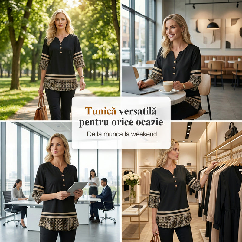 🔥 Ofertă specială de sărbători! Bluză casual cu decolteu în V și nasturi în față – comandă rapid 😍