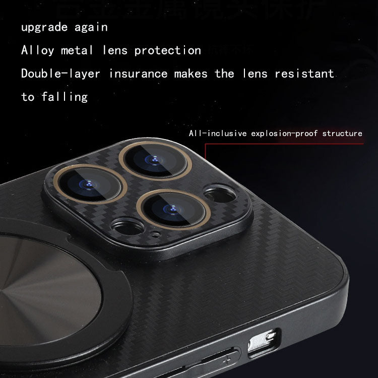 360 rotativ Magnetic Stand rotativ oglindă de protecție din fibre de carbon model Apple Case