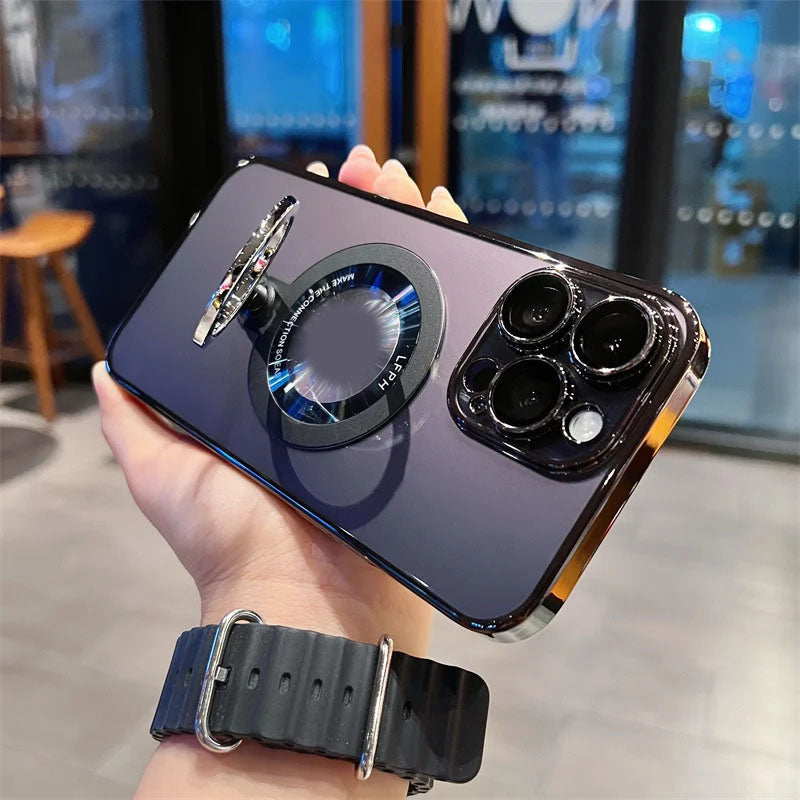 Carcasă de protecție magnetică transparentă cu stent magnetic pentru iPhone