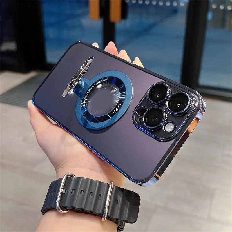 Carcasă de protecție magnetică transparentă cu stent magnetic pentru iPhone