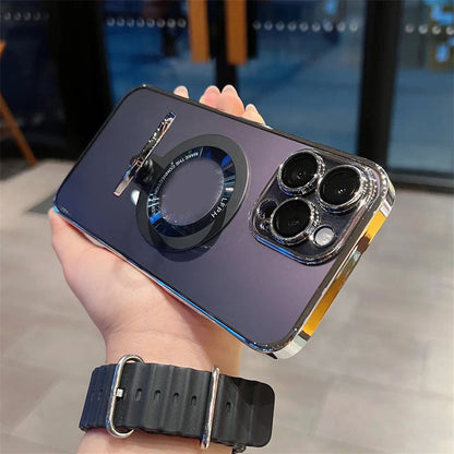 Carcasă de protecție magnetică transparentă cu stent magnetic pentru iPhone