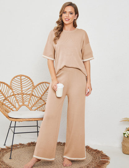 🔥 Set 2 piese – top tricotat + pantaloni largi. Lejer, respirabil, potrivit pentru plimbări, acasă sau vacanțe. ✅ Plată la livrare!