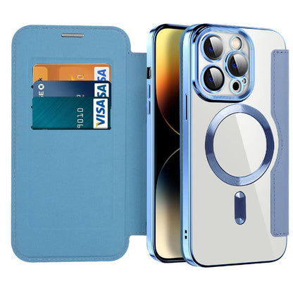 Electroplacat magnetic magnetic flip caz de telefon din piele flip