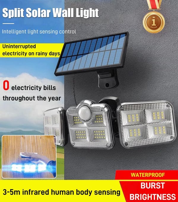 🔥 Lampa solară cu senzor de mișcare și mai multe capete – iluminare puternică, economie de energie. ☀️ Plată la livrare!
