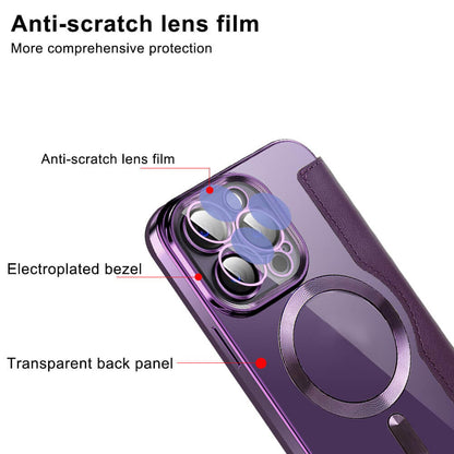 Electroplacat magnetic magnetic flip caz de telefon din piele flip