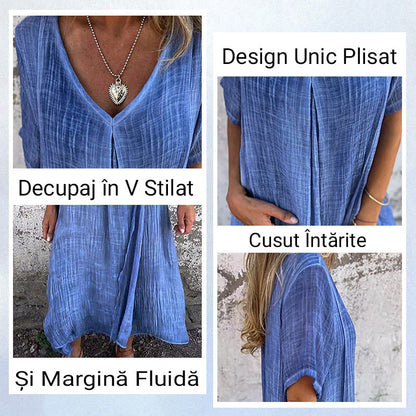 🔥 OFERTĂ LIMITATĂ! Rochie maxi lejeră, cu decupaj în V – elegantă și confortabilă. Livrare rapidă în România!