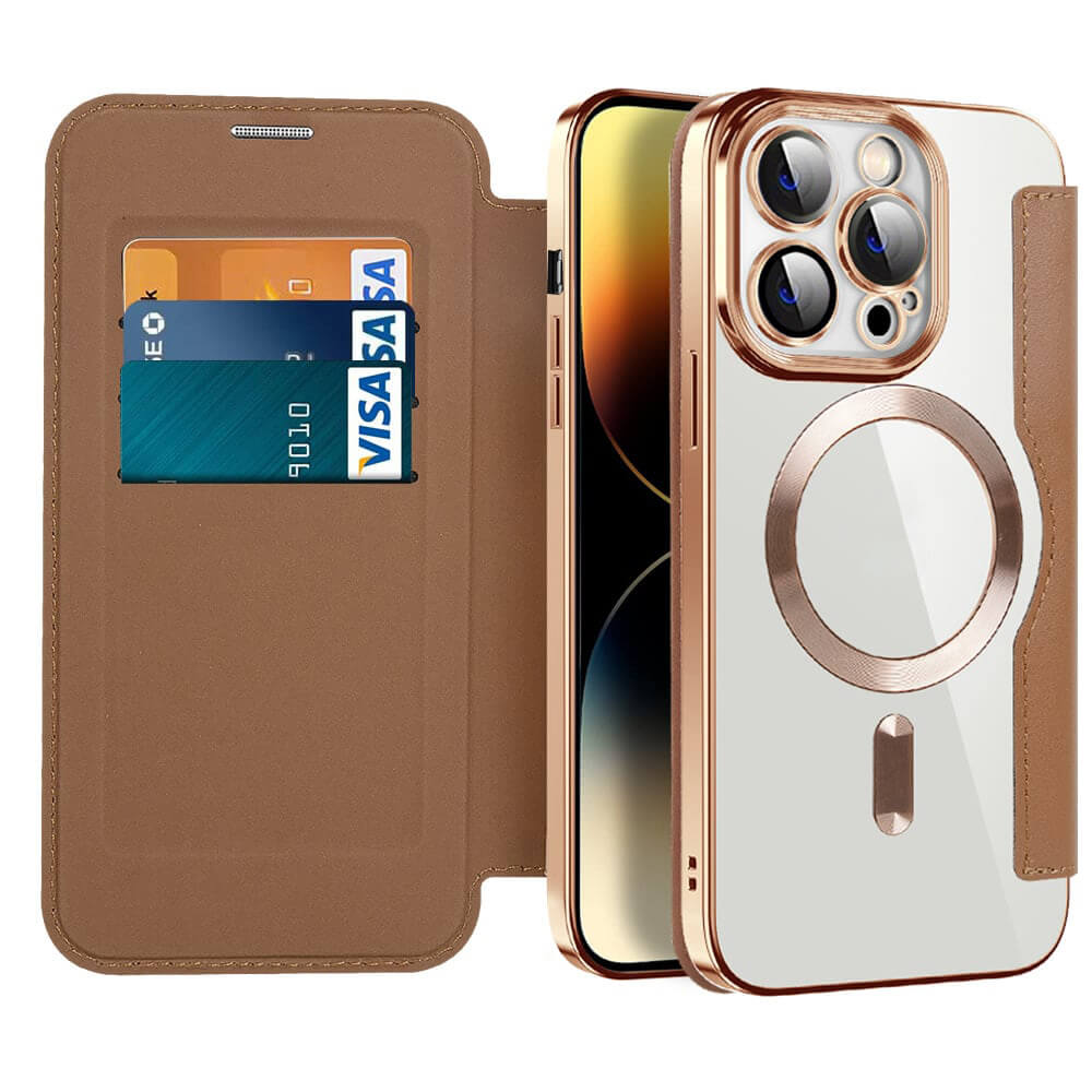 Electroplacat magnetic magnetic flip caz de telefon din piele flip