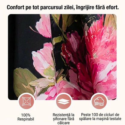 🌸 Rochie midi elegantă – croi în A, fără mâneci, imprimeu floral. ❤️ Plată la livrare. Adaugă în coș!