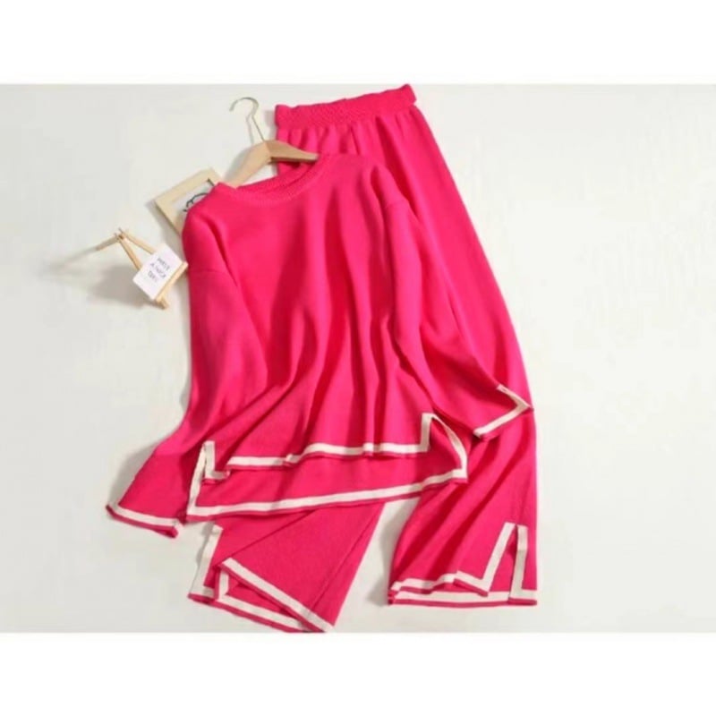 🔥 Set 2 piese – top tricotat + pantaloni largi. Lejer, respirabil, potrivit pentru plimbări, acasă sau vacanțe. ✅ Plată la livrare!