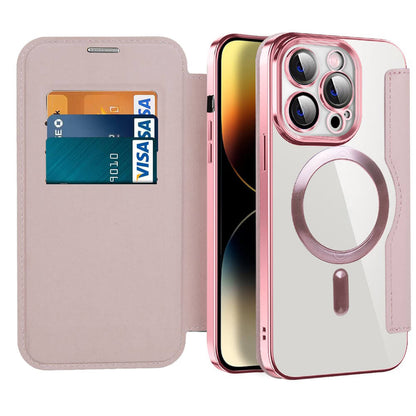 Electroplacat magnetic magnetic flip caz de telefon din piele flip