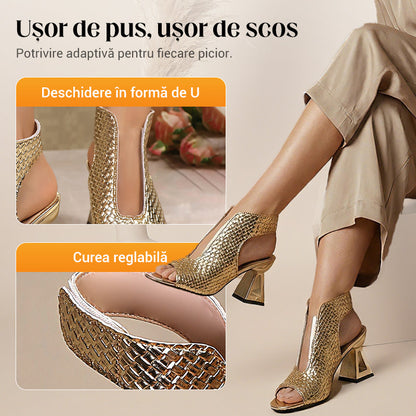 🏖️👠 Sandale elegante cu toc pentru femei – vârf deschis, picioare zvelte, mers confortabil! 👡 Plată la livrare!