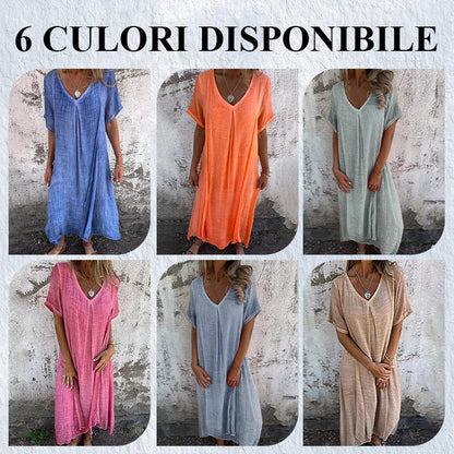 🔥 OFERTĂ LIMITATĂ! Rochie maxi lejeră, cu decupaj în V – elegantă și confortabilă. Livrare rapidă în România!