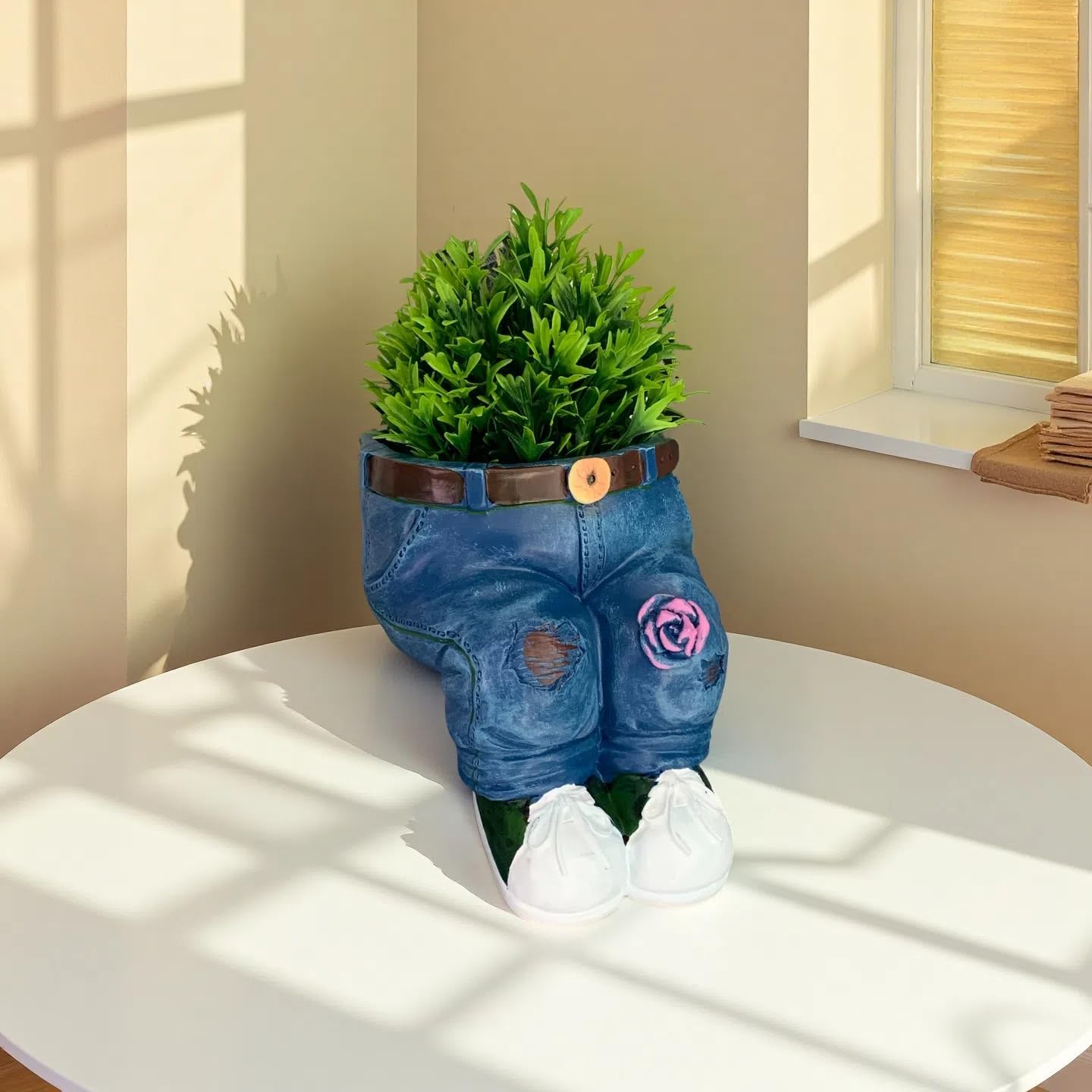 🌷 Ghiveci creativ 3D cu model jeans – aspect unic, perfect pentru flori sau decorațiuni interioare. Plată la livrare!