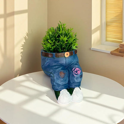 🌷 Ghiveci creativ 3D cu model jeans – aspect unic, perfect pentru flori sau decorațiuni interioare. Plată la livrare!