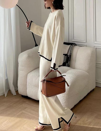 🔥 Set 2 piese – top tricotat + pantaloni largi. Lejer, respirabil, potrivit pentru plimbări, acasă sau vacanțe. ✅ Plată la livrare!
