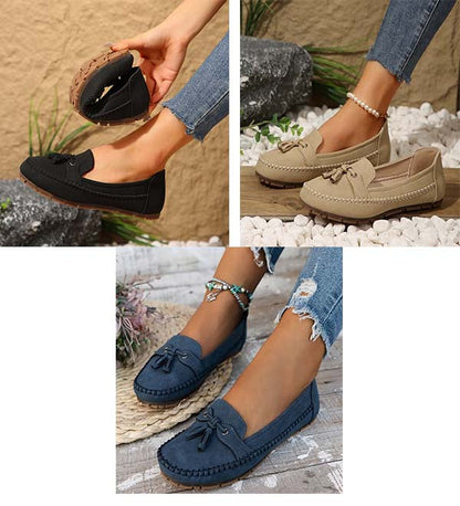 🔥Siste dagskampanje med 50 % rabatt - Komfortable, myke loafers i vintage-stil med sløyfe til dame
