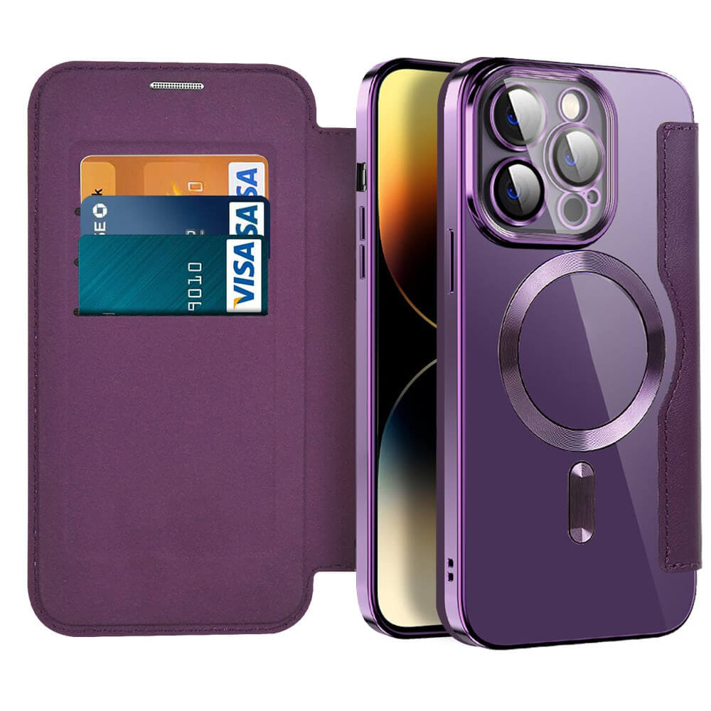 Electroplacat magnetic magnetic flip caz de telefon din piele flip