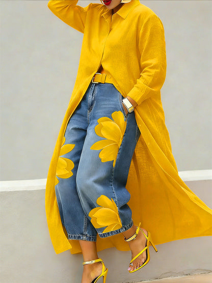 🔥 Blugi largi, cu croială artistică pentru femei – comozi, stil bohemic, potriviți pentru orice siluetă. 👖 Plată la livrare!