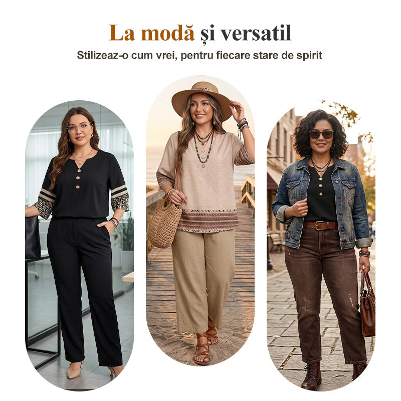 🔥 Ofertă specială de sărbători! Bluză casual cu decolteu în V și nasturi în față – comandă rapid 😍