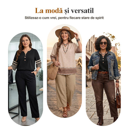 🔥 Ofertă specială de sărbători! Bluză casual cu decolteu în V și nasturi în față – comandă rapid 😍