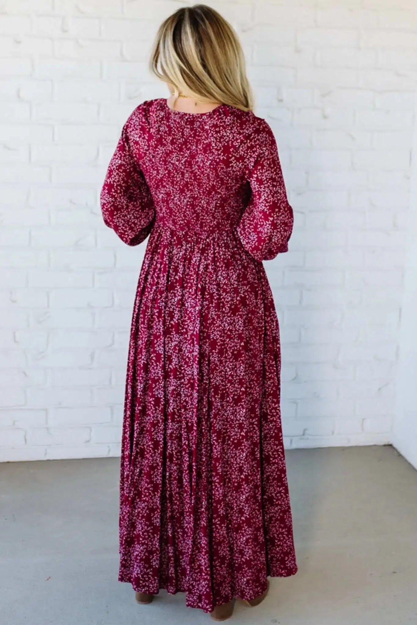 Ofertă specială de astăzi 49% reducere-💃Rochie lungă pentru femei, cu talie smocată, din rayon floral, căptușită