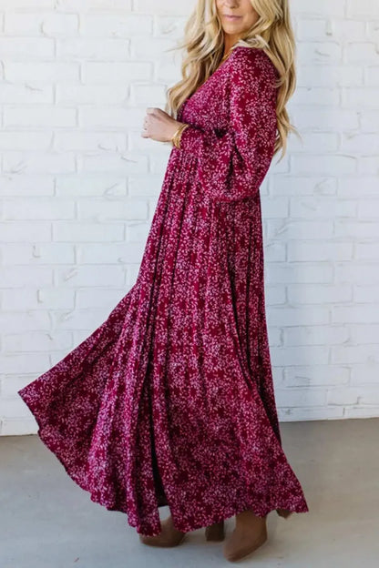 Ofertă specială de astăzi 49% reducere-💃Rochie lungă pentru femei, cu talie smocată, din rayon floral, căptușită