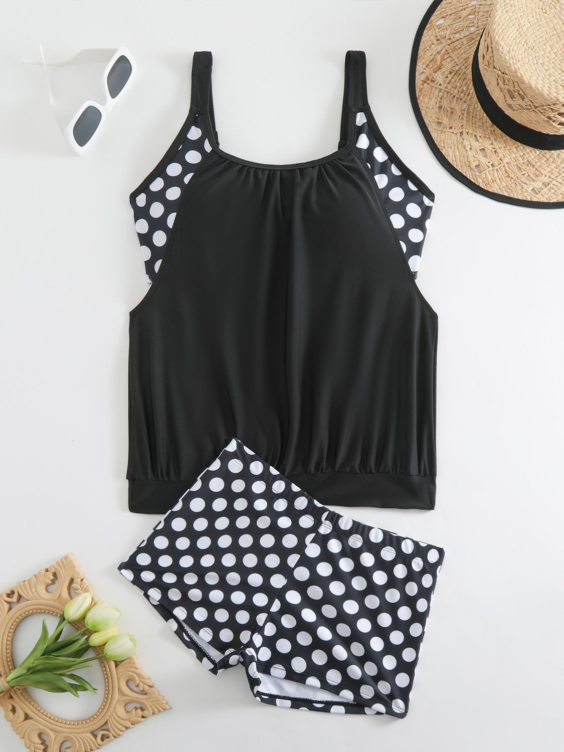 Costum de Baie 2 Piese Polka Dot – În Stoc & Ramburs 👙🏖️