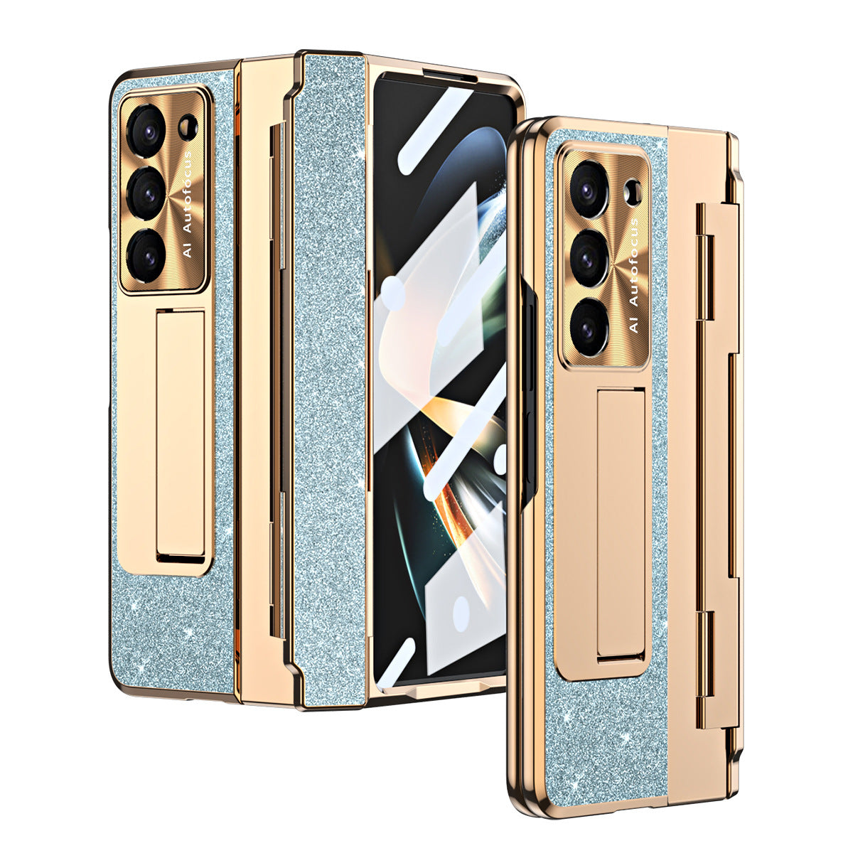 Luksusowe etui z kryształkami Magnetyczne etui ochronne na telefon do Samsung Galaxy ZFold 3/4/5 ze szklanym ekranem