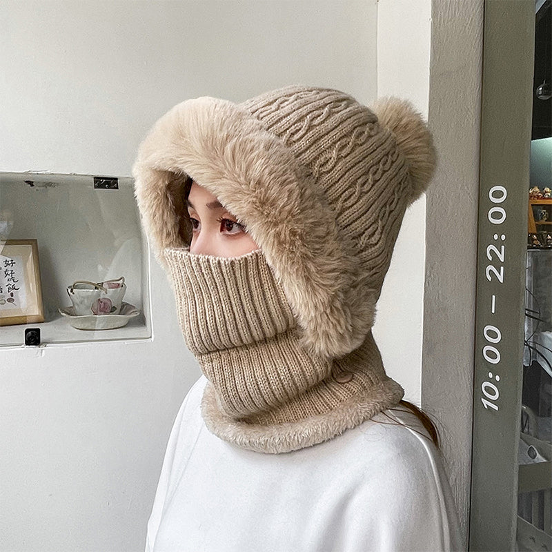 Căciulă tricotată călduroasă cu mască