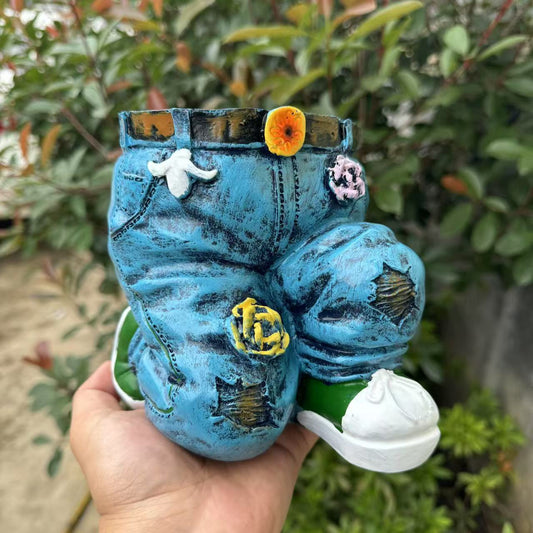 🌷 Ghiveci creativ 3D cu model jeans – aspect unic, perfect pentru flori sau decorațiuni interioare. Plată la livrare!