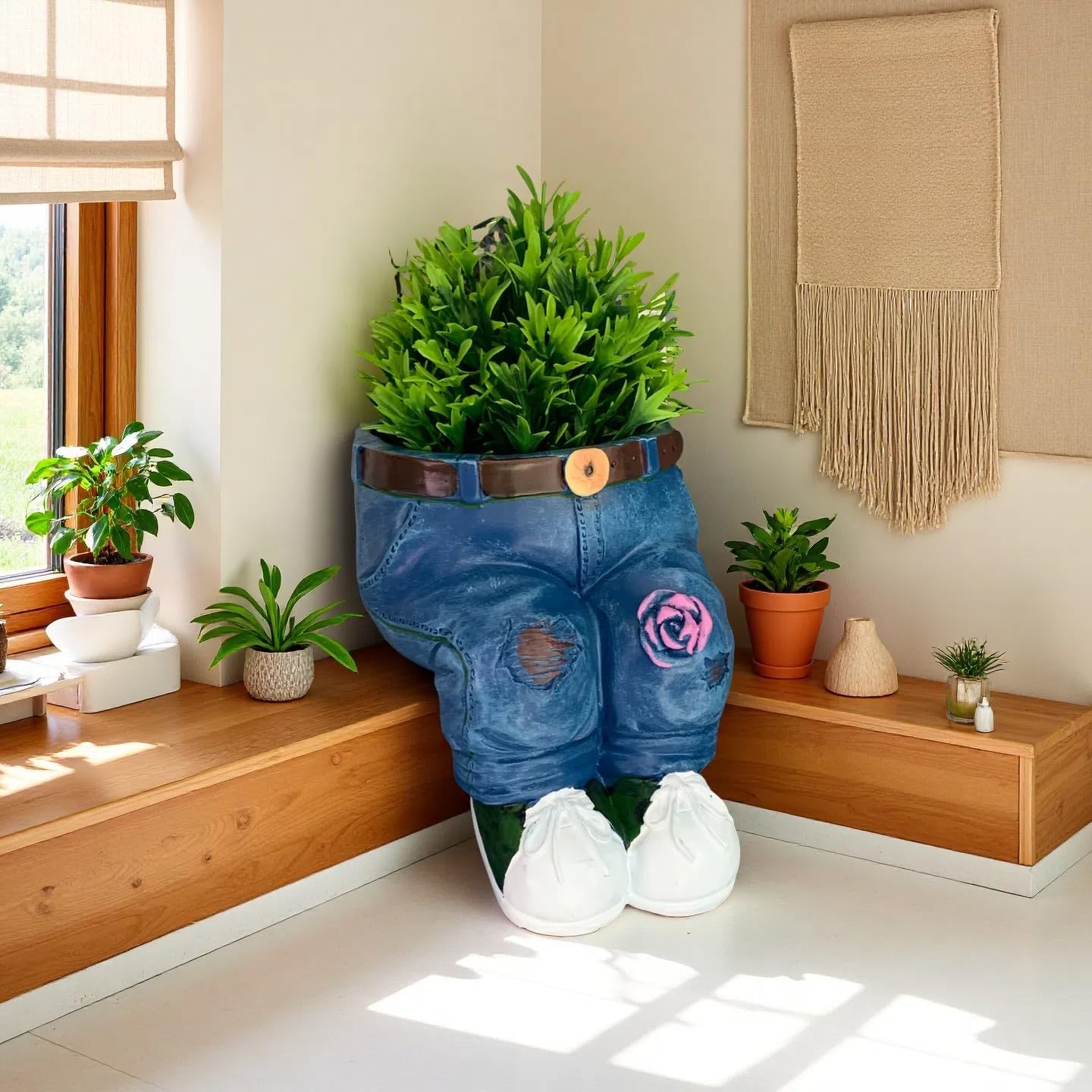 🌷 Ghiveci creativ 3D cu model jeans – aspect unic, perfect pentru flori sau decorațiuni interioare. Plată la livrare!