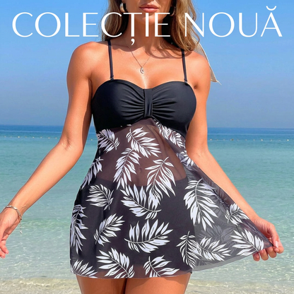 🔥 Set costum de baie două piese – halter cu imprimeu + pantaloni scurti! 🌴 Livrare rapidă în România – comandă acum!