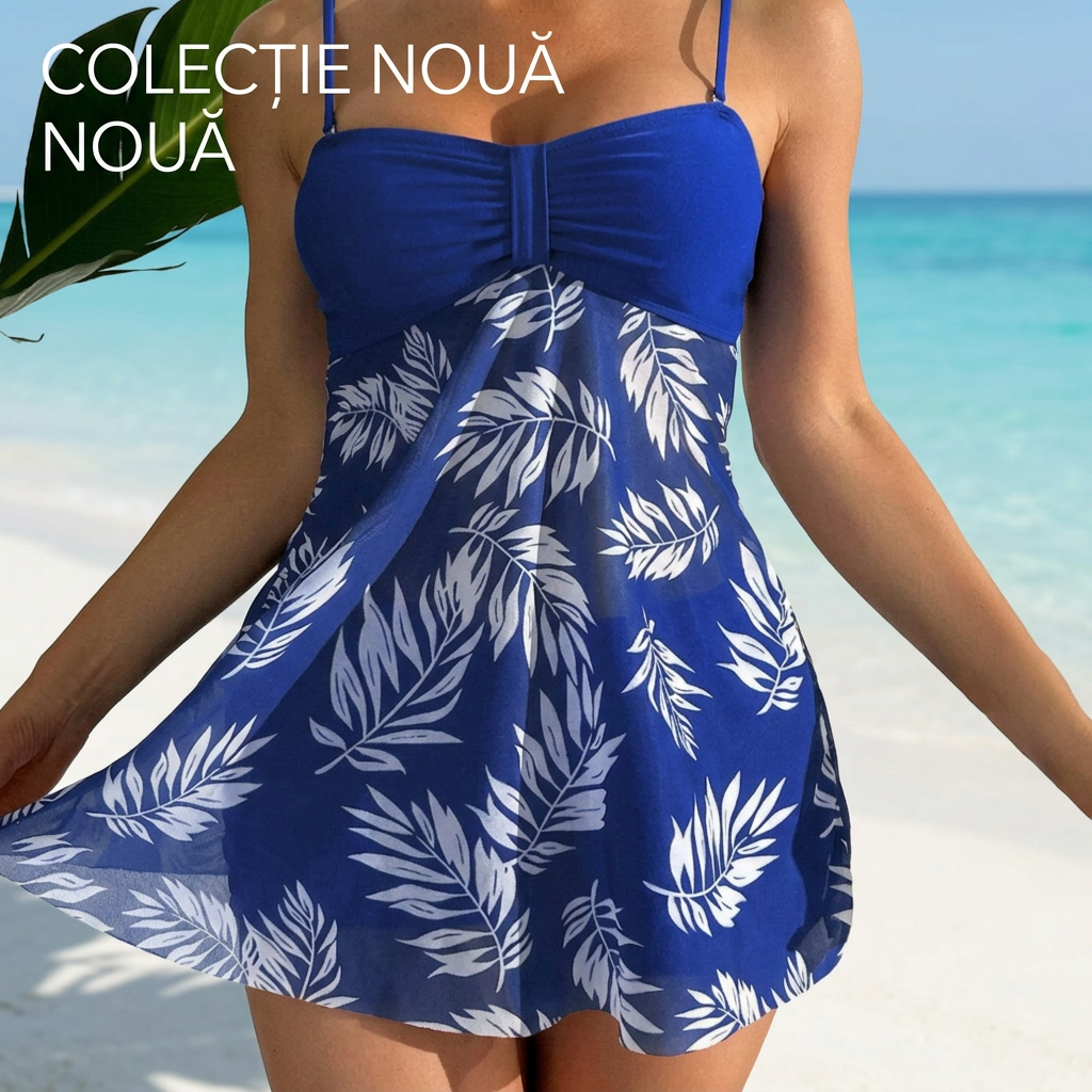 🔥 Set costum de baie două piese – halter cu imprimeu + pantaloni scurti! 🌴 Livrare rapidă în România – comandă acum!