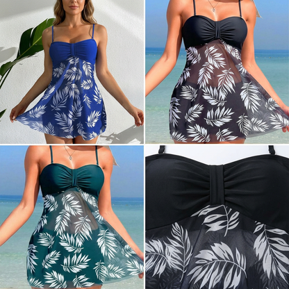 🔥 Set costum de baie două piese – halter cu imprimeu + pantaloni scurti! 🌴 Livrare rapidă în România – comandă acum!