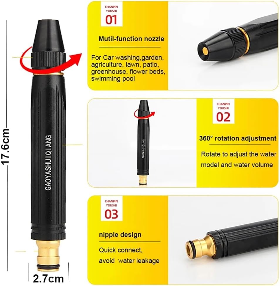 🚗 Pistol de spălat mașini cu presiune înaltă – Duză intensificare + furtun. Stoc în România
